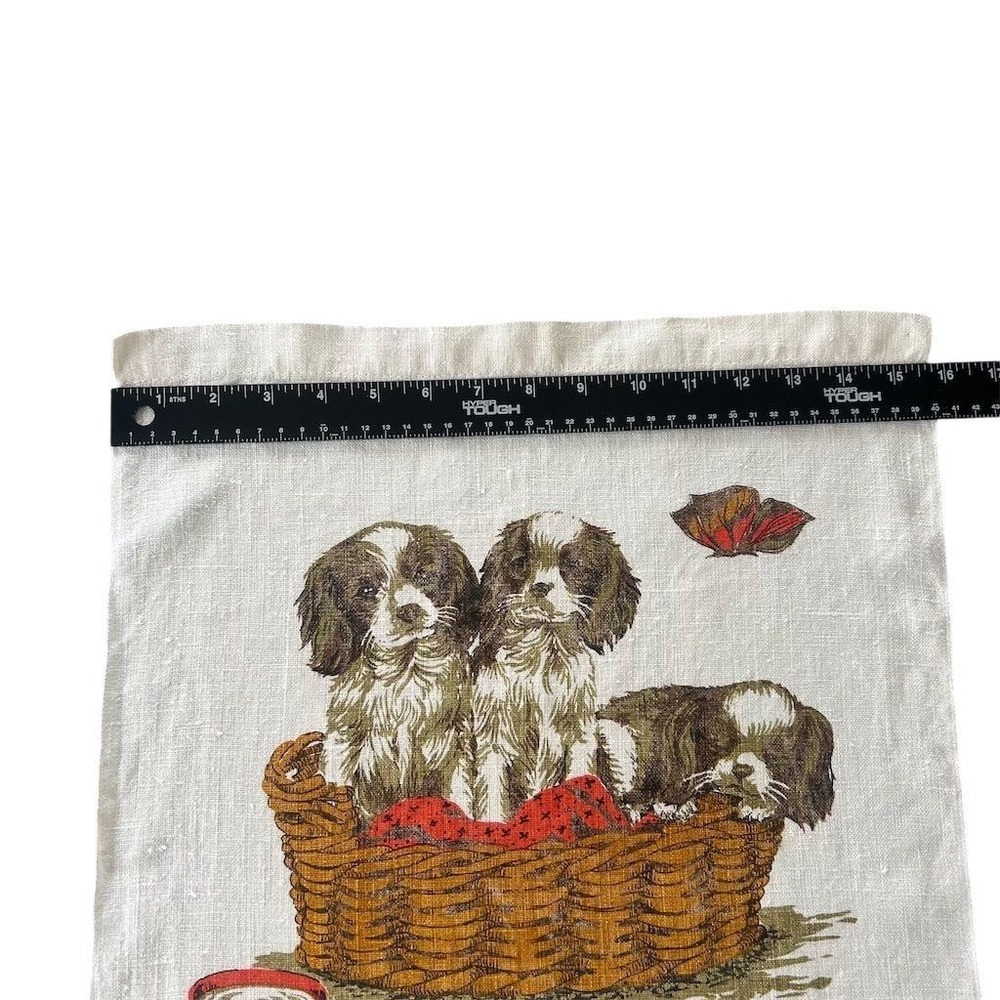 Vintage 1972 Elizabeth Bradley Tea Towel Spaniel Puppies Calendar Design - Picture 4 of 6